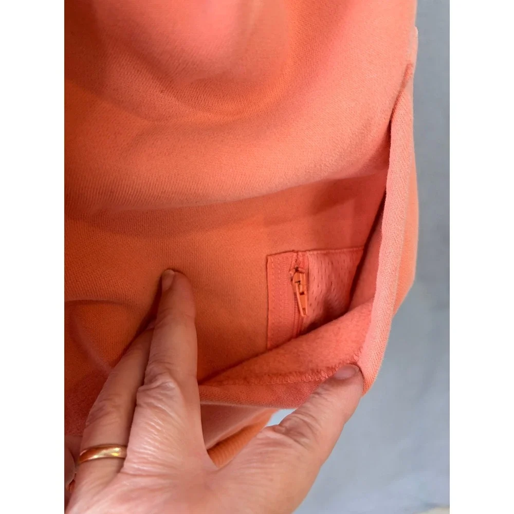 Comfrt Zip Up Hoodie Peach Coral Fleece Utility Pocket Cozy S